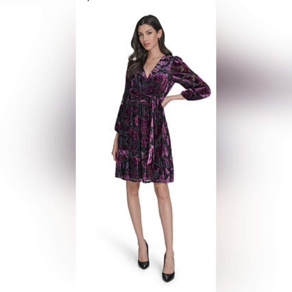 Size 16 Eliza J Purple Floral Long Sleeve Dress